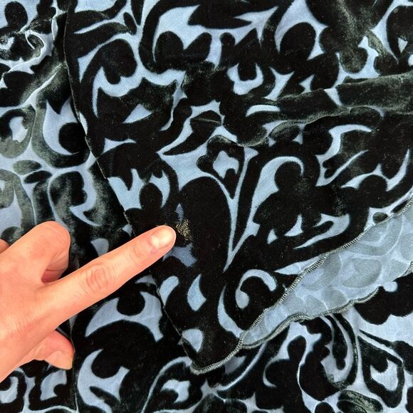 Cut Loose Blouse Womens S/M Blue Velvet Burnout‎ Floral Oversized Lagenlook USA - Picture 4 of 8